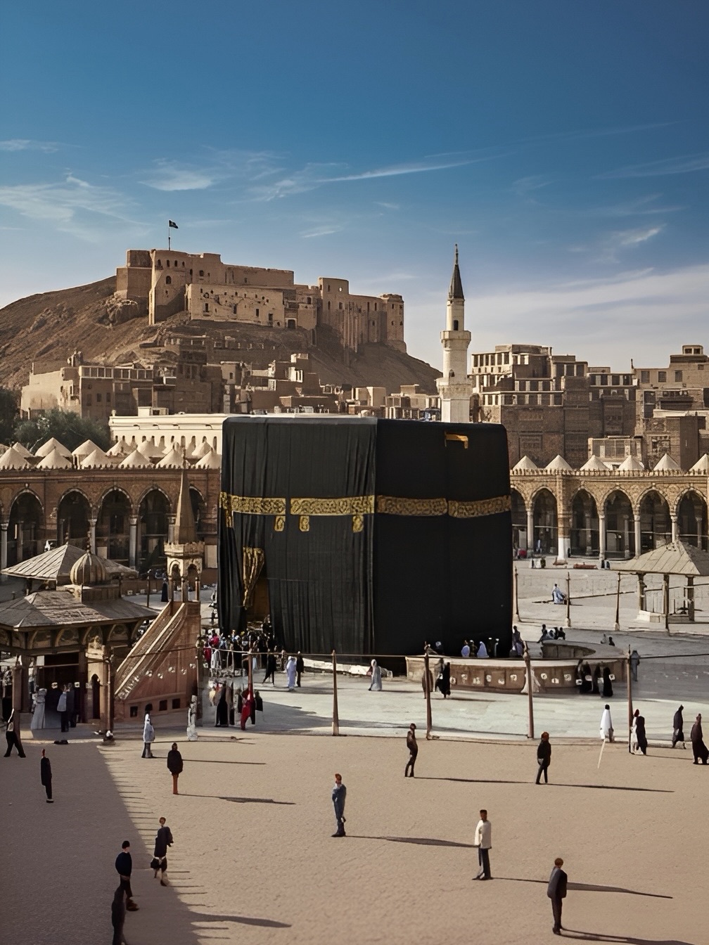 Bu fotoğraf Engin Uzun tarafından restore edip yüksek çözünürlüklü hale getirilmiştir. Kabe Fotografı